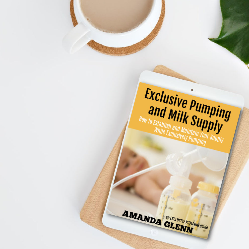 flatlay of iPad and cup of coffee with Exclusive Pumping and Milk Supply on the iPad